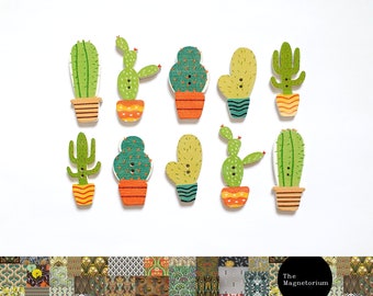6pcs/set Mini Cute Cactus Fridge Magnets Refrigerator Element Plant Green E4R7