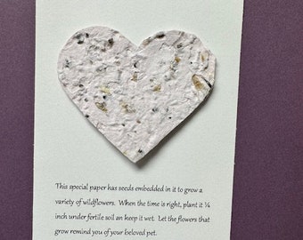Plantable paper, wildflower seed heart,