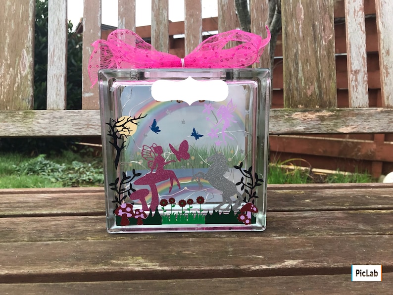 Mythical fairy glass block night light nursery decor light Etsy