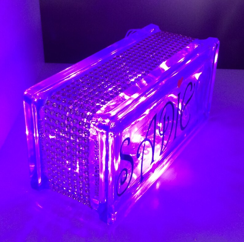 Personalised name glass block night light nursery decor Etsy