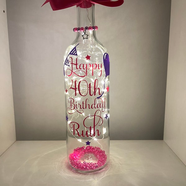 birthday bottle, light bottle, birthday gift, age birthday gift