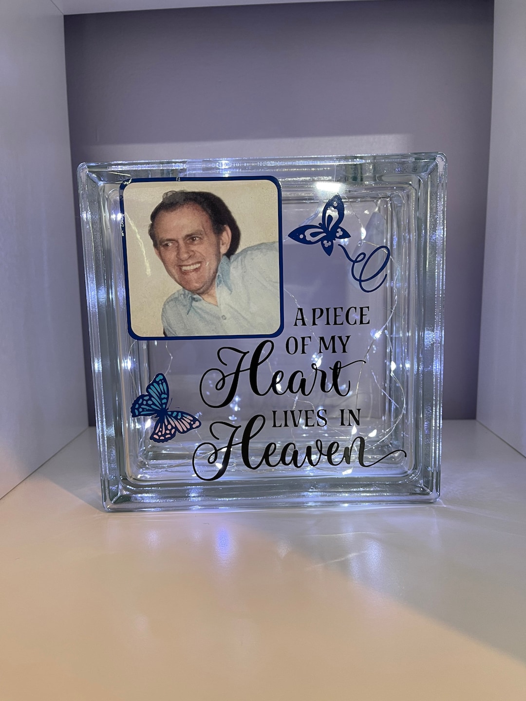 Memorial Glass Light Block, Light up Gift, Remembrance Gift, Memorial