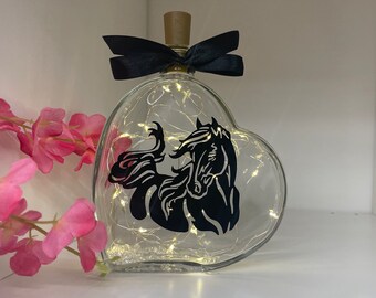 Horse light bottle, horse gift, heart light, animal decor