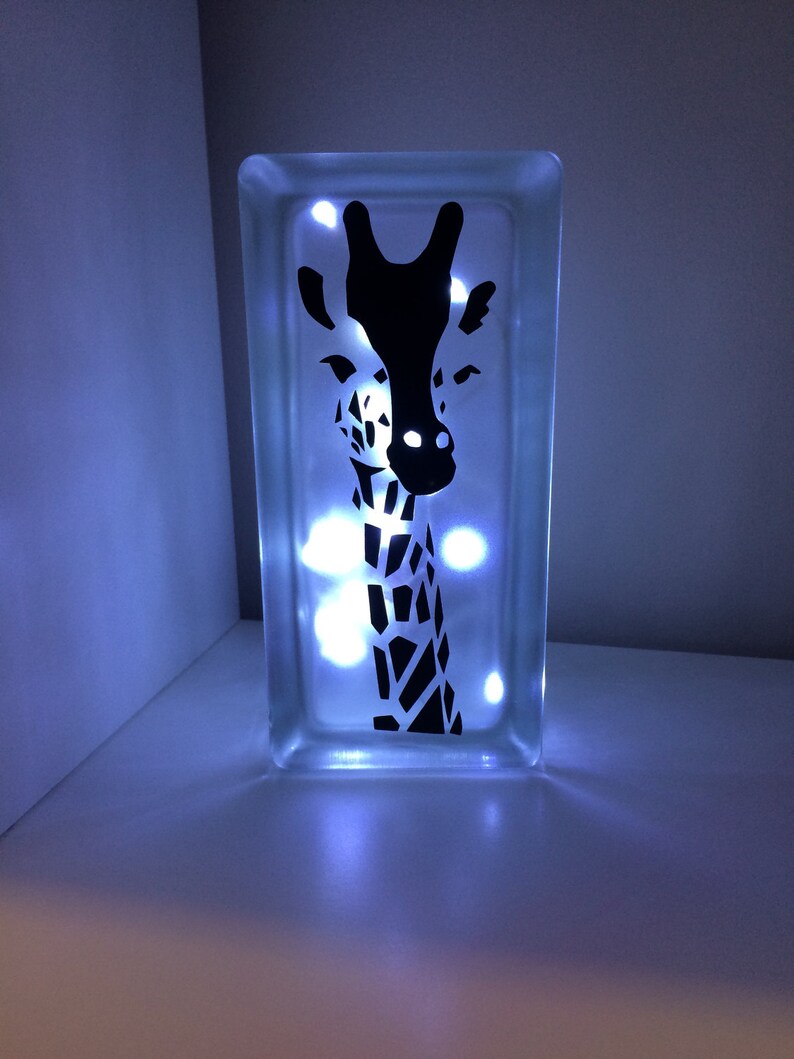 Giraffe design glass block night light nursery decor light Etsy