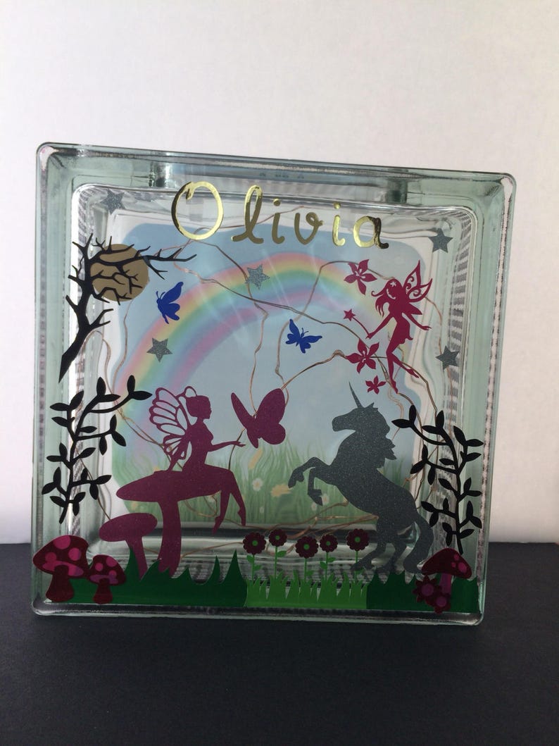 Mythical fairy glass block night light nursery decor light Etsy