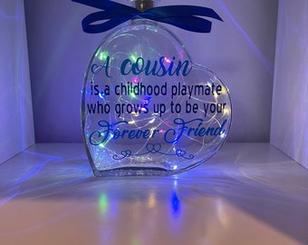 Cousins light bottle, forever friends light bottle, forever friends gift, bestie gift, best friends heart light bottle, cousin gift