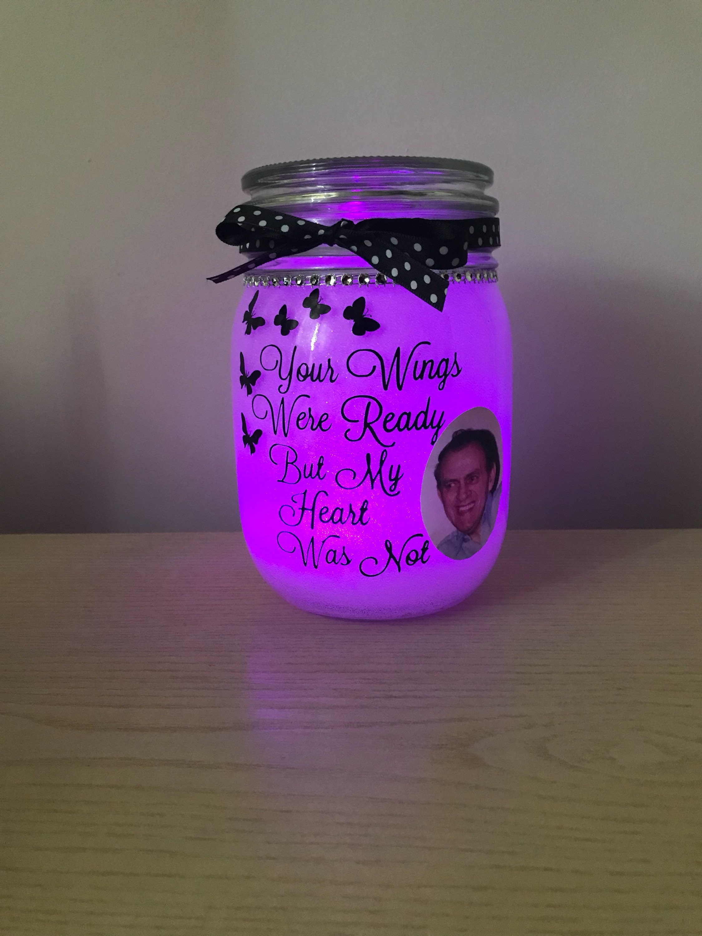 Memorial photo jar memorial jar memorial light jar Etsy