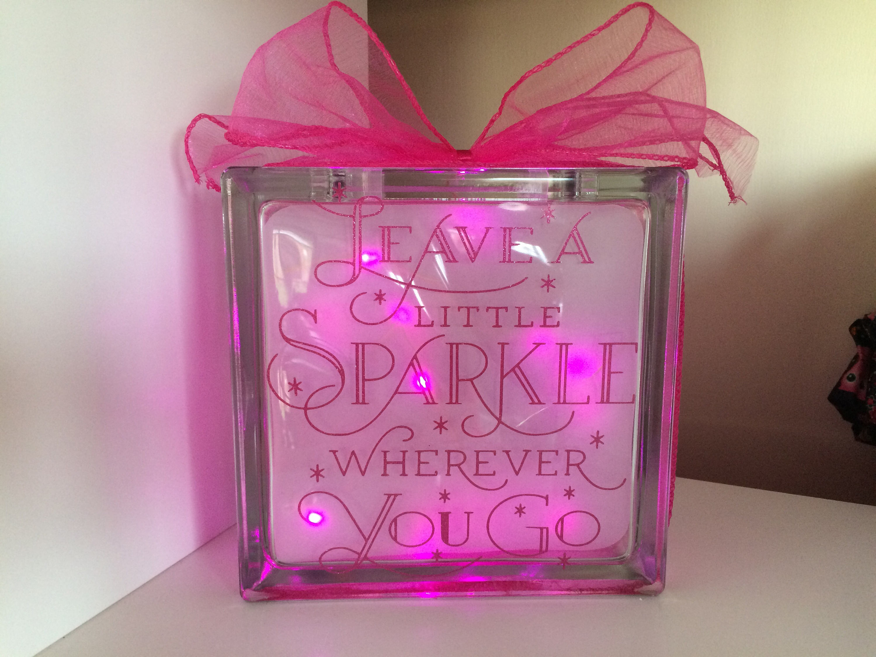 Glass Block Night Light Nursery Decor Light up Gift Leave a Etsy UK