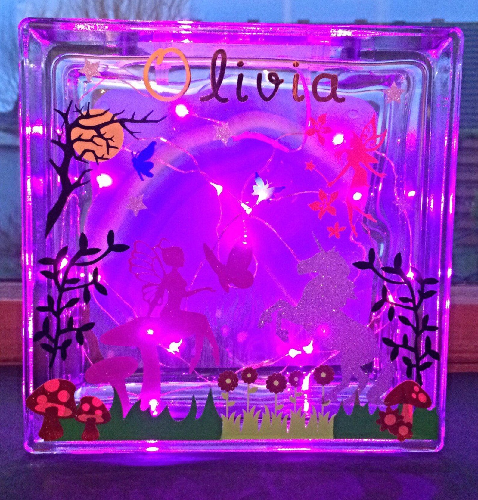 Mythical fairy glass block night light nursery decor light Etsy