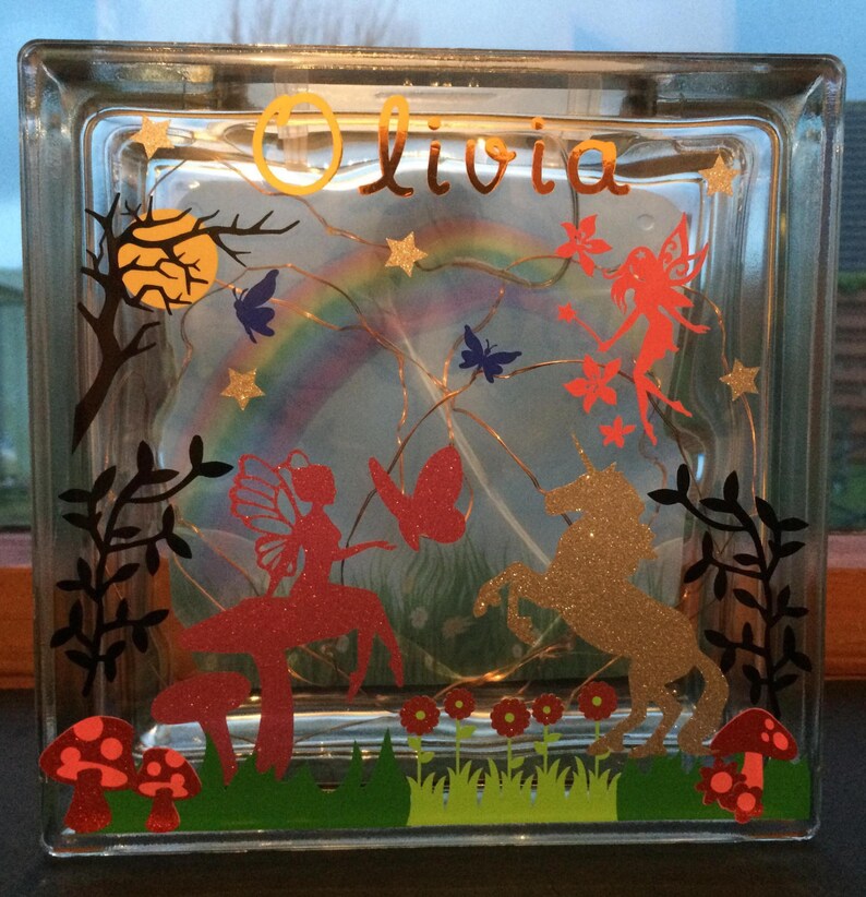 Mythical fairy glass block night light nursery decor light Etsy