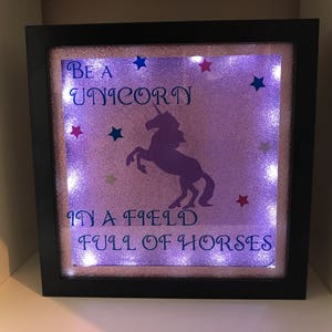 Unicorn light up frame, light up unicorn, unicorn gift, unicorn frame, image 1