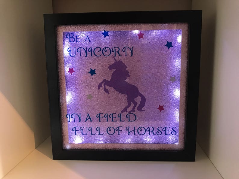 Unicorn light up frame, light up unicorn, unicorn gift, unicorn frame, image 1