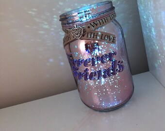 Forever friends light jar, best friends gift, bestie gift, rose gold jar