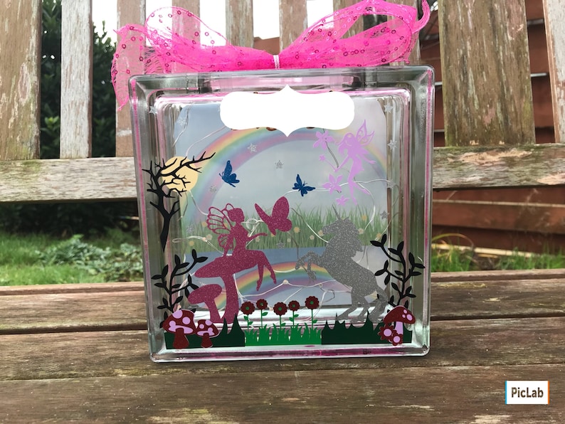 Mythical fairy glass block night light nursery decor light Etsy