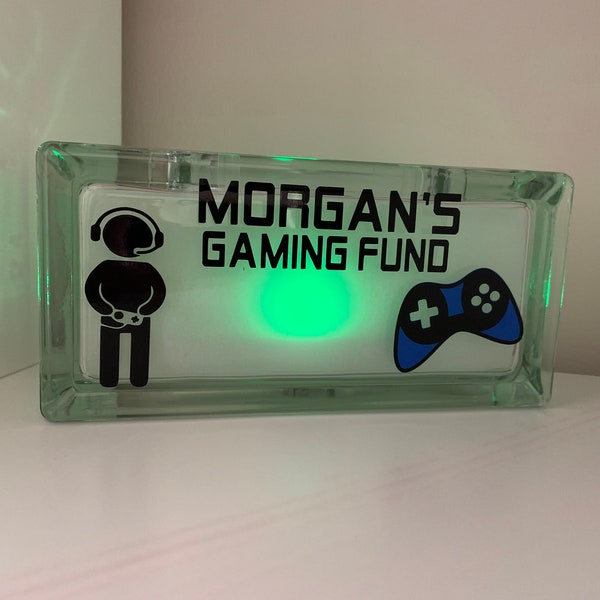 Gaming  fund savings glass box, money box, savings box, savings bank, Gamer gift,
