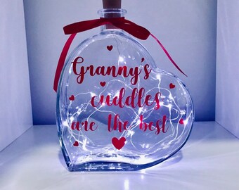 Granny light bottle, family gift, grannys cuddles gift, granny gift, nanny gift, nana gift, gran gift