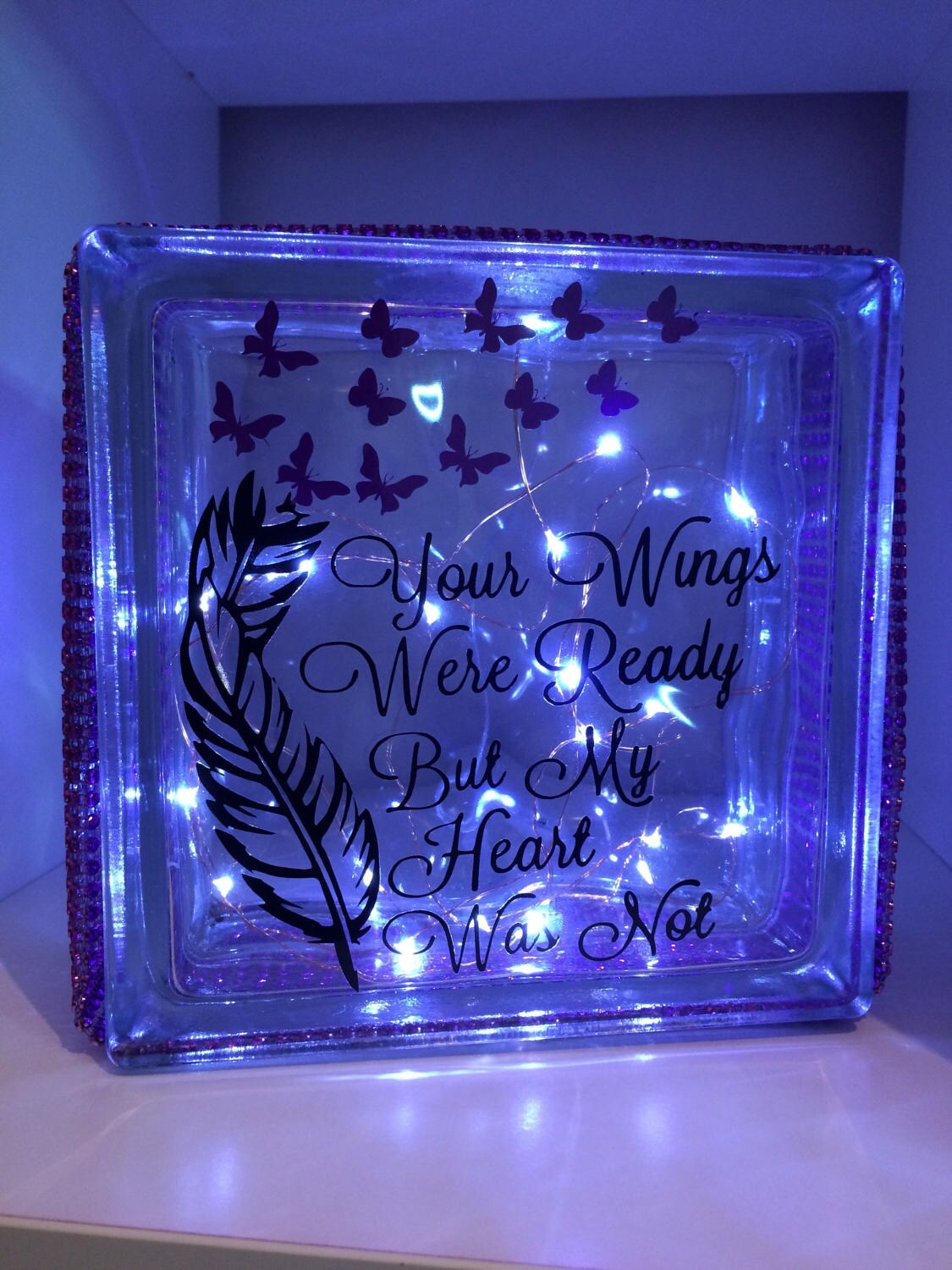 Memorial Glass Light Block Light up Gift Remembrance Gift Etsy UK