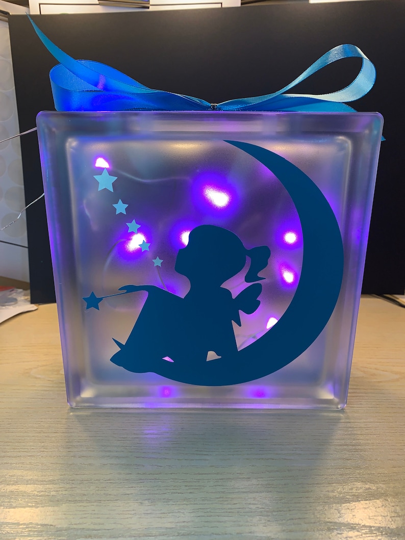 Large Fairy girl glass block night light nursery decor light Etsy