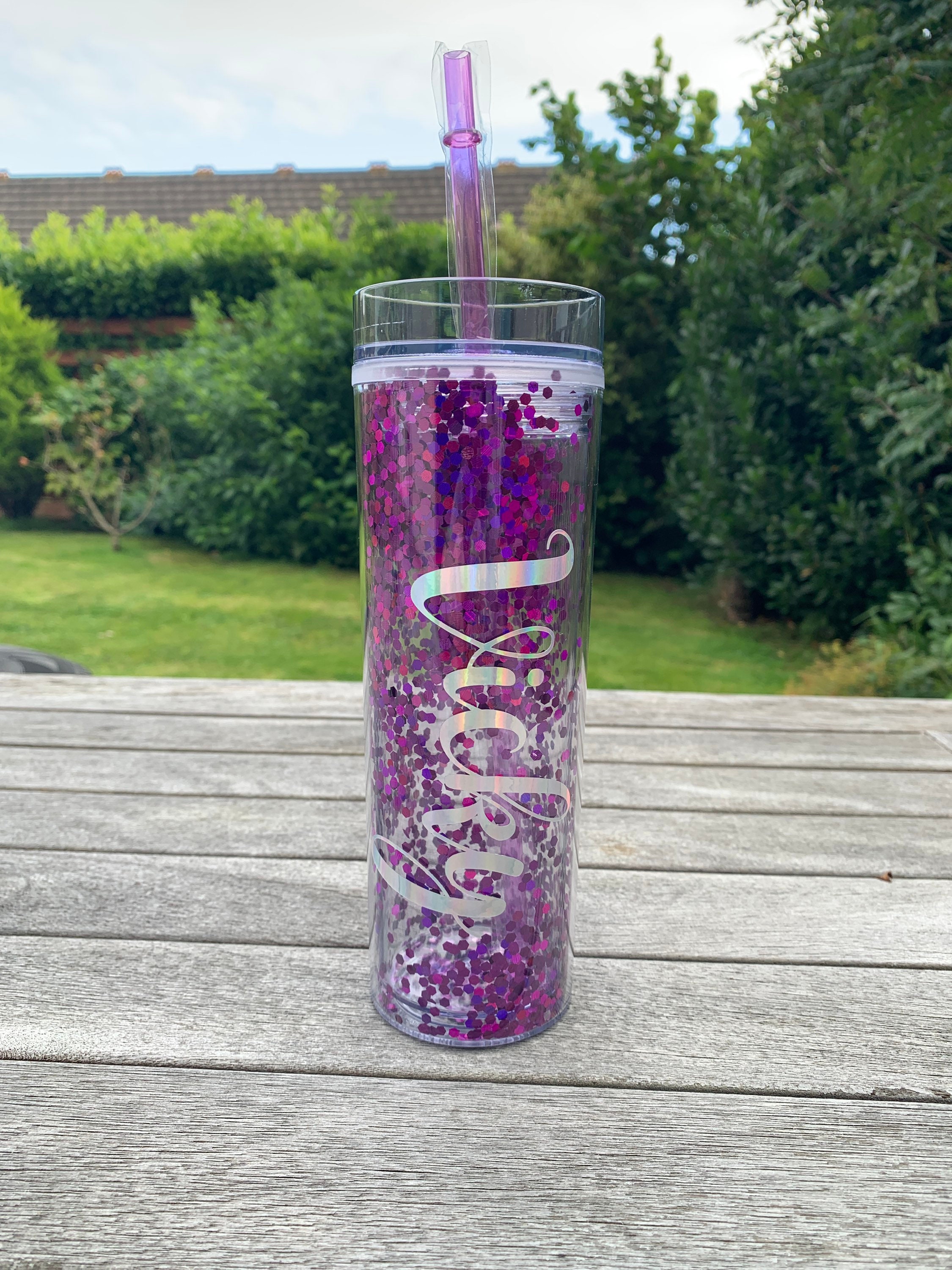 Personalised glitter cup glitter cup with straw glitter Etsy