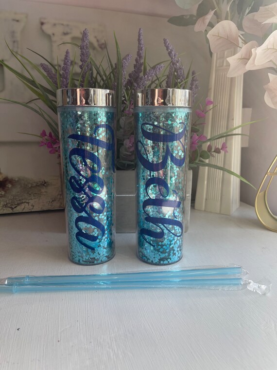 Personalised Glitter Cup, Glitter Cup With Straw, Glitter Tumbler