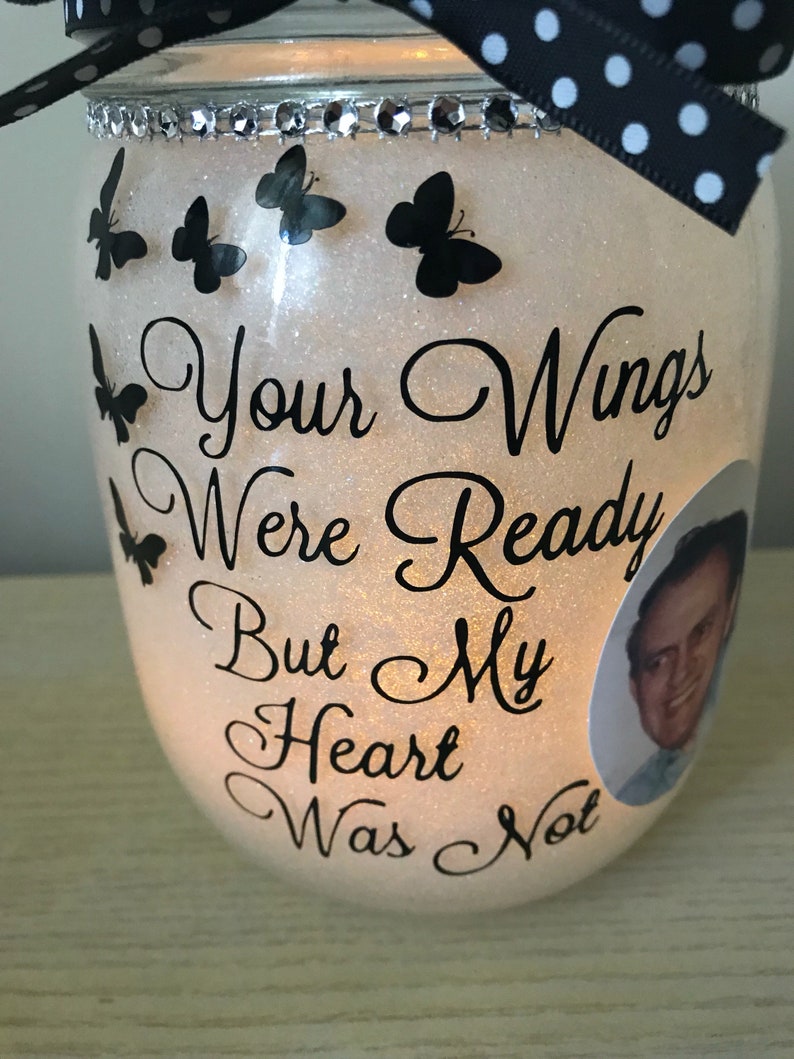 Memorial photo jar memorial jar memorial light jar Etsy