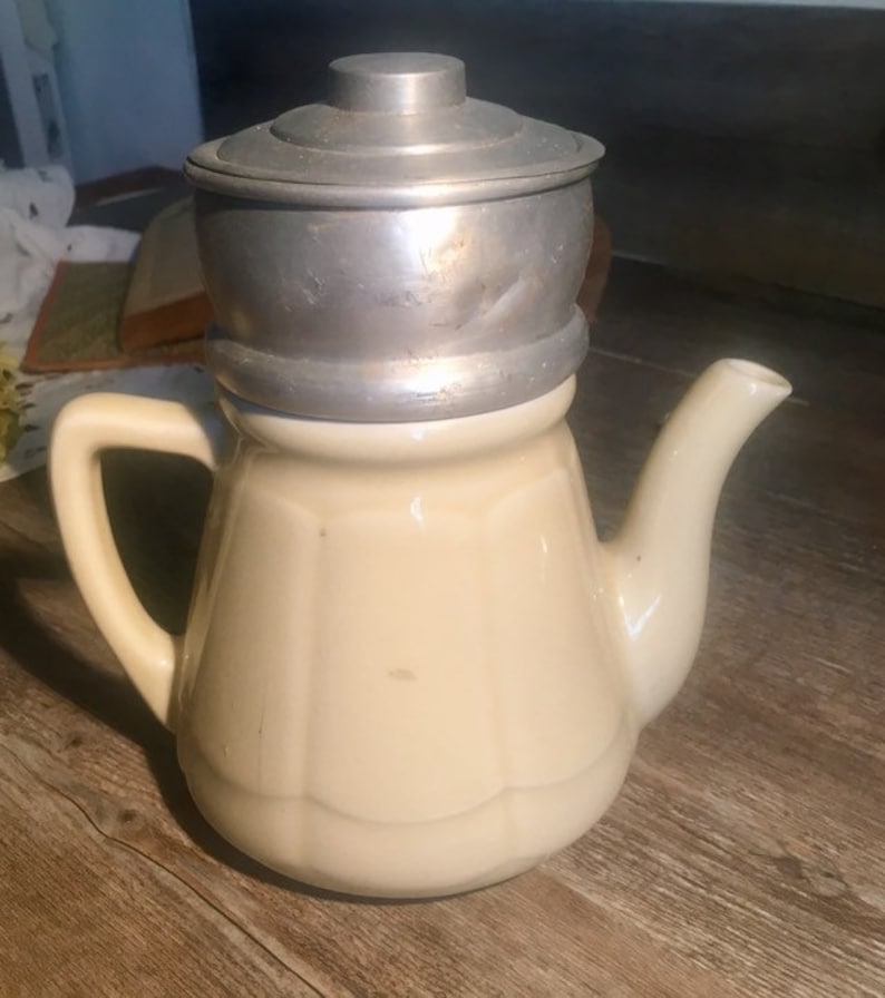 Coffee filter vintage french old coffee maker ceramic 1950
