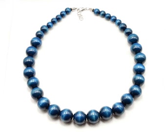 Collier en bois 10 COULEURS, collier de perles en bois rouges, collier de perles rose classique, collier bleu, gros collier en bois violet