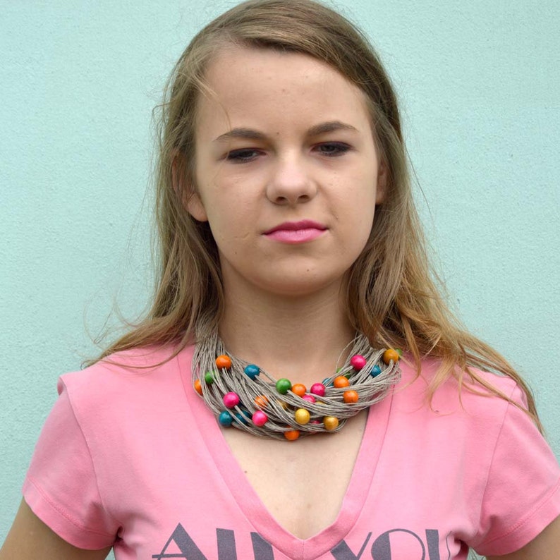 black bib necklace a set of jewelry from the thread linen bracelet linen necklace beads red impressive necklace multi-thread colier