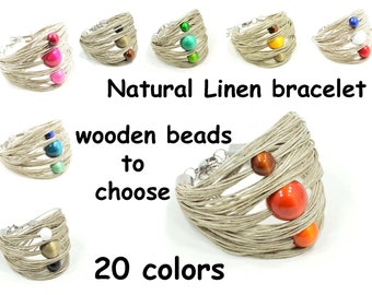 Bracciale con battistrada in lino TAN, braccialetto in lino beige, braccialetto in lino eco, bracciale multifilo, braccialetto alla moda, braccialetto a strati