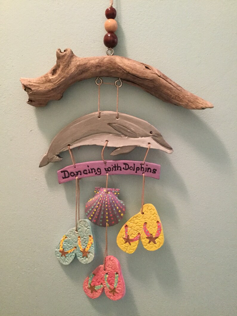 Driftwood wall art Dancing with dolphins in my Flip Etsy
