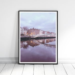 Dublin Ha&#39;Penny Bridge Print: River Liffey Winter Photography