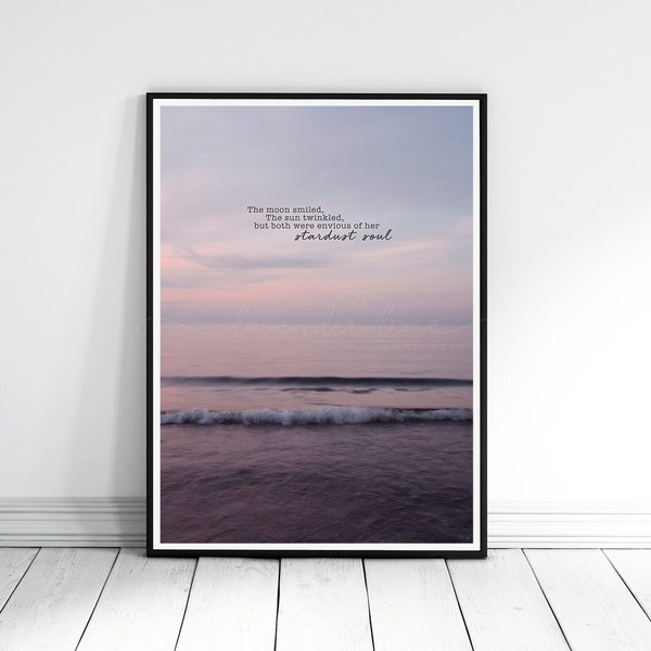 STARDUST SOUL, Colour Typography Print, Coastal Photography, Ocean Photography, North Coast Sunset, Northern Ireland, Home Decor, Wall Art