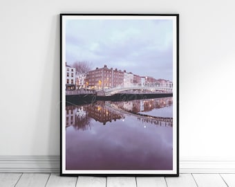 DUBLIN MEETS WINTER, Colour Photography Print, Dublin Print, City Print, Ha'Penny Bridge, River Liffey, Travel, Wanderlust, Home Decor