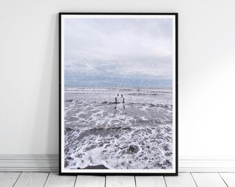 SNOW ON BEACH, Colour Photography Print, Murlough Beach Print, Winter Coastal Print, Coastal Blues, Northern Ireland, Home Decor Wall Art