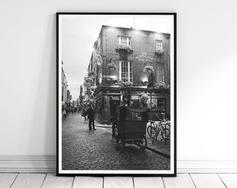 TEMPLE BAR, Black and White Photography Print, Dublin City, Temple Bar Print, Ireland Photography, Travel, Wanderlust, Home Decor, Wall Art