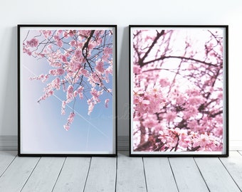 BLOSSOM AND BLUE, Colour Photography Print Set, Set of 2 Blossom Prints, Cherry Blossom Photography, Flower Prints, Home Decor, Wall Art