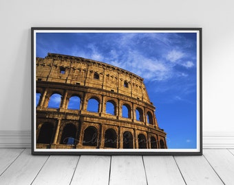 Impresión fotográfica del Coliseo de Roma: arte mural de viaje vibrante