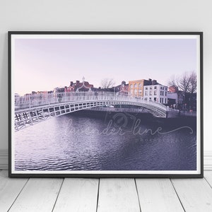 Ha&#39;Penny Bridge Dublin Photography Print: River Liffey Sunset