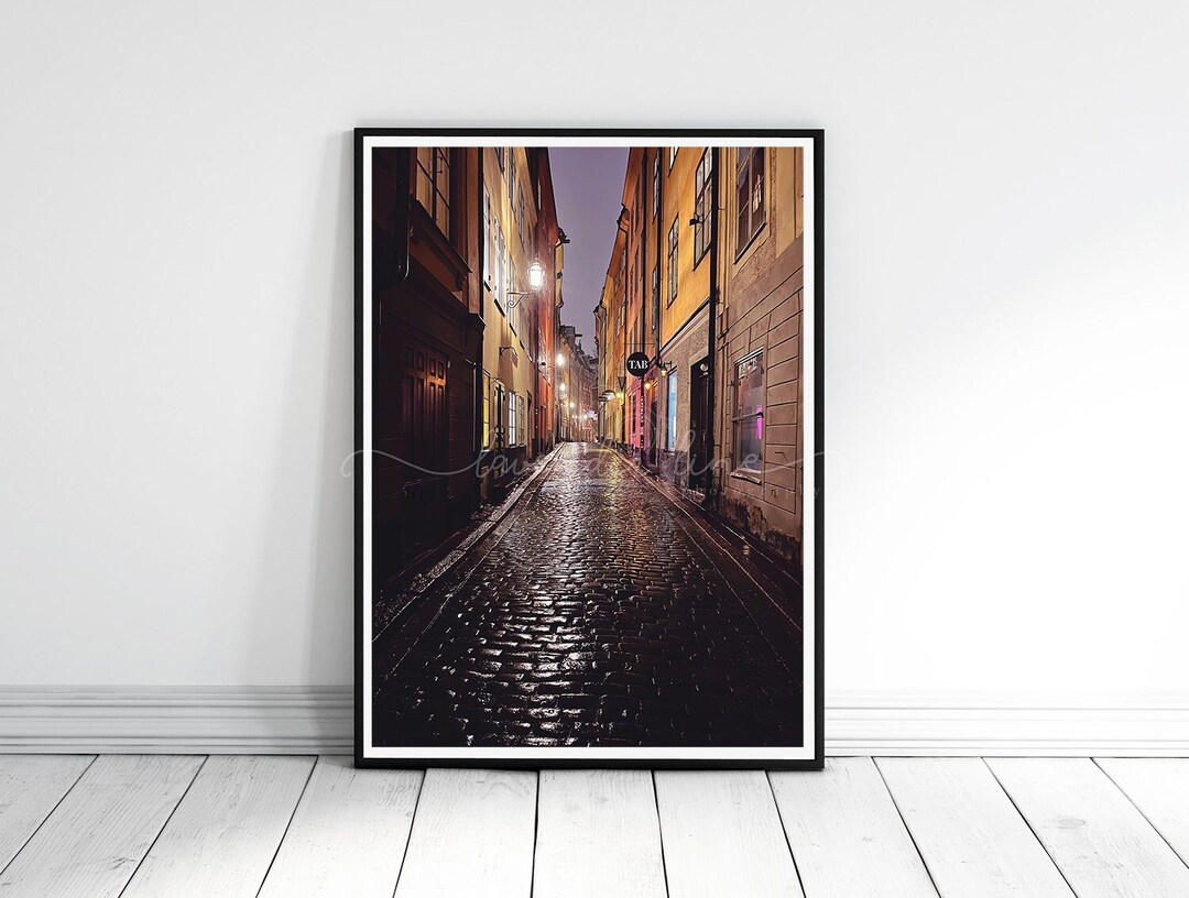 Stockholm Night Photography Print: Gamla Stan Cobblestone Street - Etsy