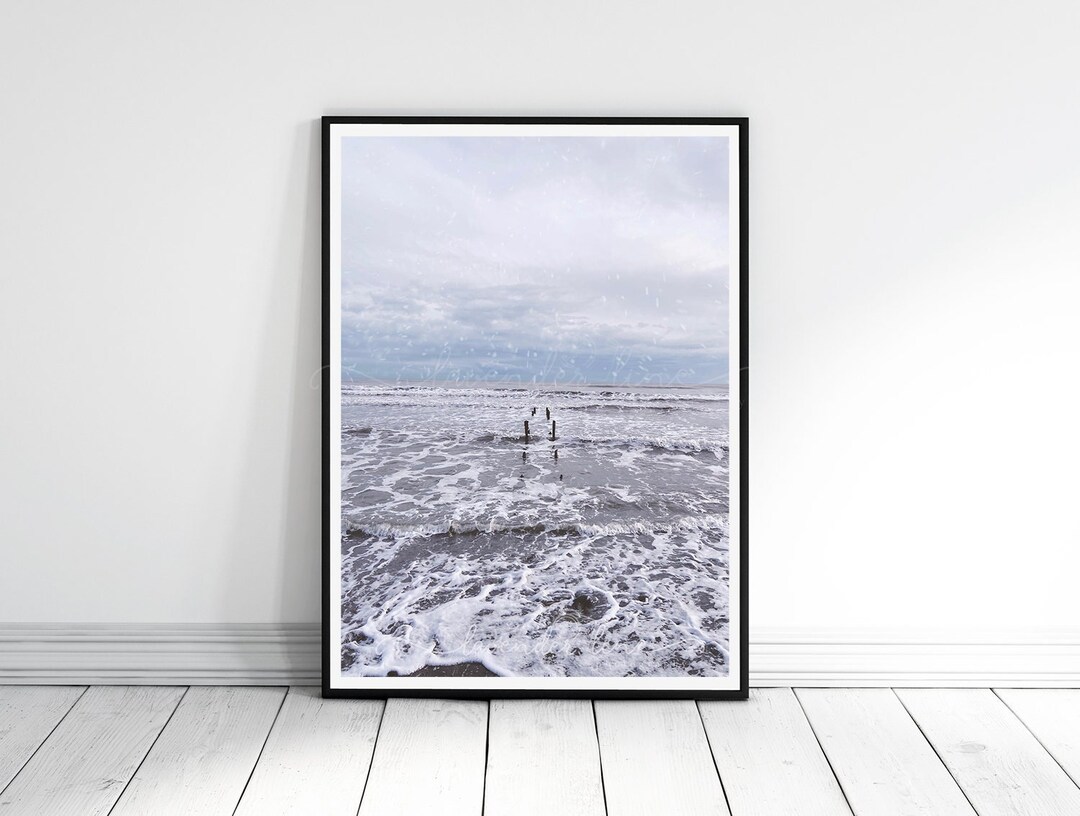 SNOW ON BEACH, Colour Photography Print, Murlough Beach Print, Winter ...