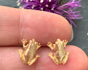 Sterling Silver Frog Earrings: Gold Vermeil Animal Jewelry