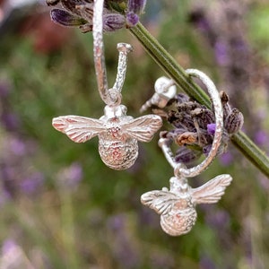 Bee Earrings, sterling silver bee earrings, silver bee, golden bee, honey bee, bee jewellery