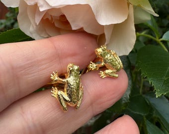 Frog Silver cufflinks, sterling silver frogs , gold frog wedding jewellery