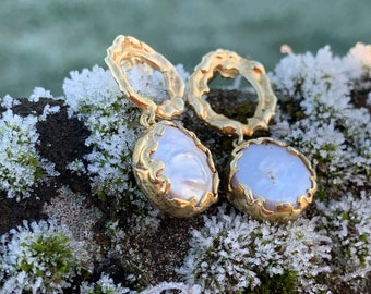 Genuine Freshwater Pearl Earrings, gold vermeil on sterling silver