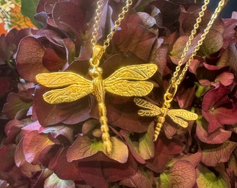 Sterling Silver Large Dragonfly Necklace, Nature Inspired Jewelry, Insect Jewellery, Gift for Her, Handmade pendant