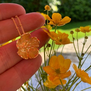 Buttercup Pendant, spring flower necklace, solid silver buttercup pendant, gold buttercup necklace