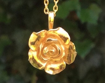 Sterling Silver Rose Pendant; Handmade Jewelry, June Birth Flower, Floral Jewellery
