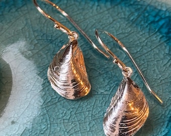 Sterling Silver Mussel Shell Earrings