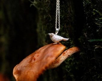 Sterling Silver Robin Pendant, Redbreast robin, nature inspired jewellery, bird jewelry, gift for her,
