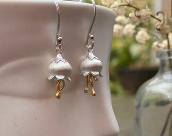 Lily of the Valley Earrings: Handmade Silver May Birth Flower Jewelry